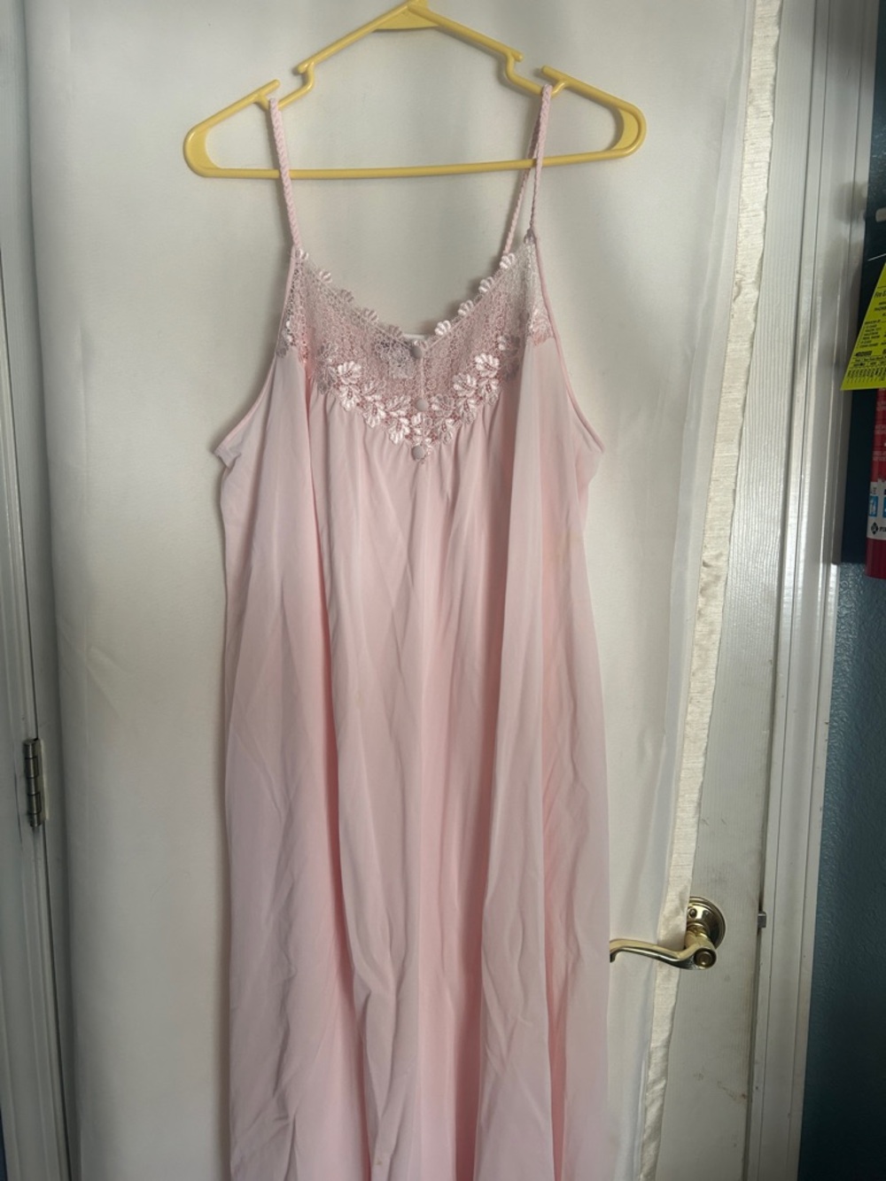 Delicate Lace-Trim Pink Chemise Slip nightgown - Picture 2 of 6